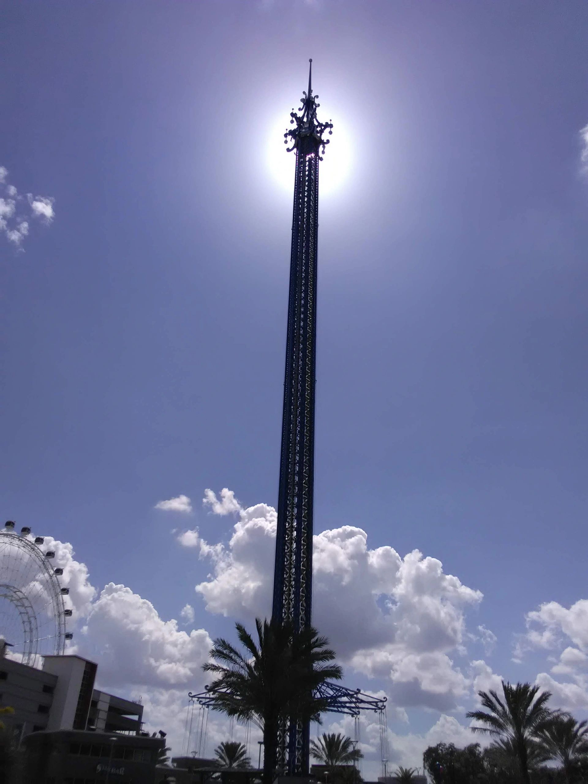 Observation tower with palm trees